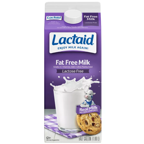 Lactaid Lactose Free Fat Free Milk, Half Gallon