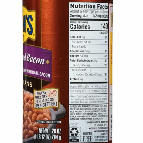 Bush's Maple and Cured Bacon Baked Beans, Canned Beans, 28 oz