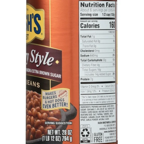 Bush's Country Style Baked Beans, Canned Beans, 28 oz