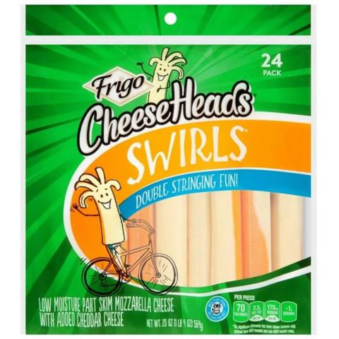 Frigo Cheese Heads Swirls Mozzarella & Cheddar Cheese, 24 Count