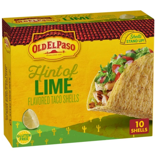 Old El Paso Stand 'N Stuff Crunchy Taco Shells, Hint of Lime Flavored, 10 Count