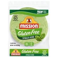 Mission Gluten Free Spinach Herb Tortilla Wraps, 10.5 oz, 6 Count