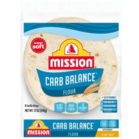 Mission Super Soft Carb Balance Soft Taco Flour Tortillas, 12 oz, 8 Count