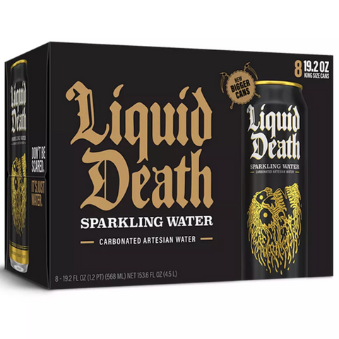 Liquid Death 100% Sparkling Mountain Water, 19.2 fl oz, 8 Count