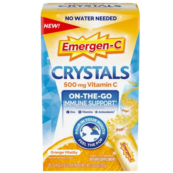 Emergen-C Crystals, On-The-Go Immune Support, Orange Vitality, 28 Ct
