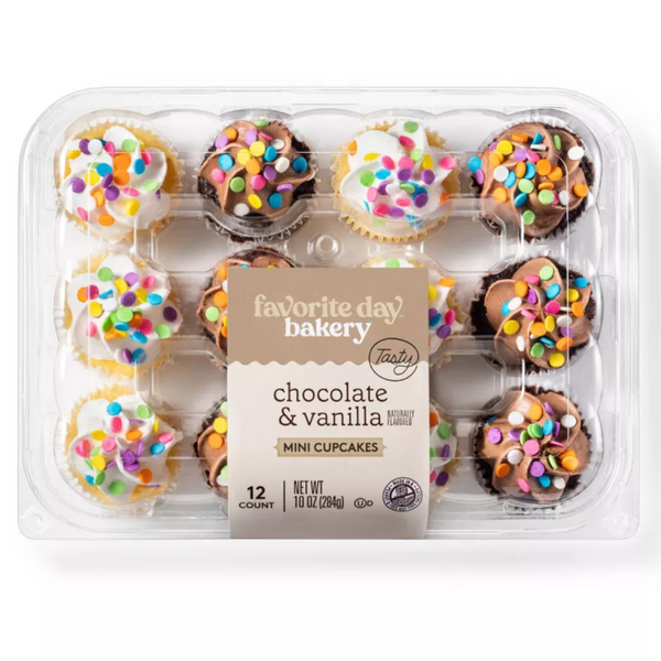Favorite Day™ Chocolate & Vanilla Mini Cupcakes, 10oz, 12 Count