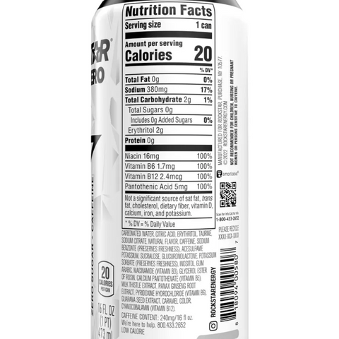 Rockstar Pure Zero Silver Ice Energy Drink, 16 fl oz