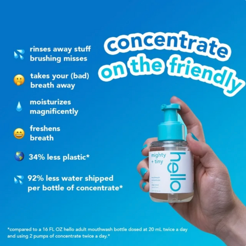 Hello Mighty + Tiny Alcohol-Free Mouthwash Concentrate, Mint, 3.25 fl oz