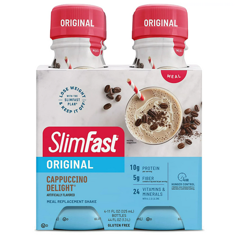 SilmFast Original Cappuccino Delight Meal Replacement Shakes, 4 Count