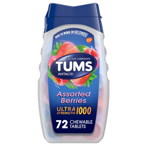 Tums Ultra Strength Heartburn Relief Chewable Antacid Tablets, Berry, 72 Count