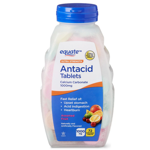 Equate Ultra Strength Antacid Chewable Fruit Tablets, over the Counter, 72 Count