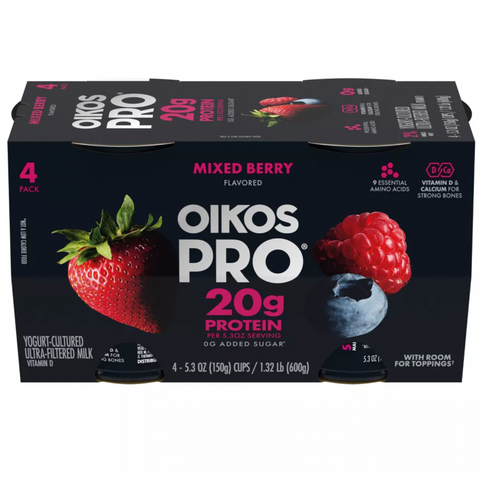 Dannon Oikos Pro Mixed Berry Greek Yogurt, 5.3oz, 4 Count