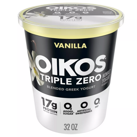 Dannon Oikos Triple Zero Vanilla Greek Yogurt, 32oz