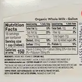 365 Organic Grade A Whole Milk, 1 gallon