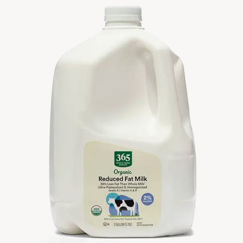 365 Organic Grade A Milk, Reduced Fat, 1 gallon