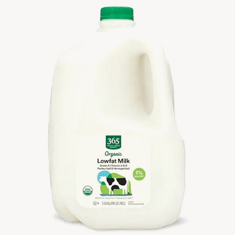 365 Organic Grade A Lowfat Milk, 1 gallon