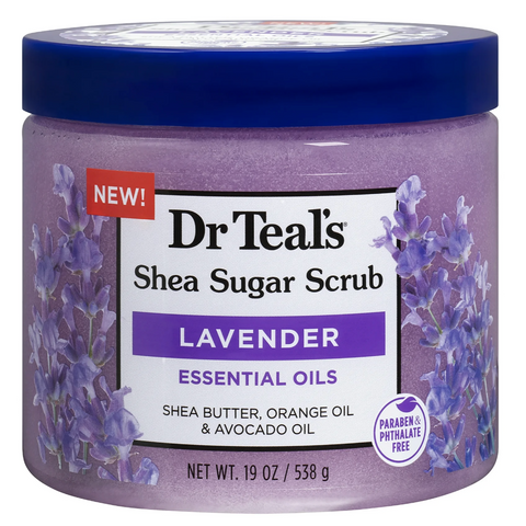 Dr Teal's Shea Sugar Body Scrub with Lavender Essential Oils, 19 oz