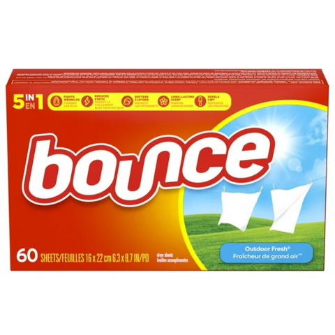 Bounce Dryer Sheets, Outdoor Fresh Scent Fabric Softener Sheets, 60 Count