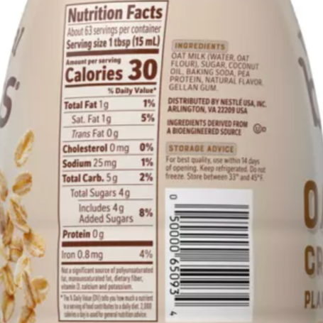 Coffee mate Natural Bliss Brown Sugar Oat Milk Creamer, 32 fl oz.