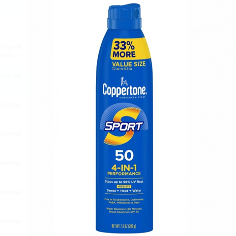 Coppertone Sport Sunscreen Spray, SPF 50 Spray Sunscreen, 7.3 Oz