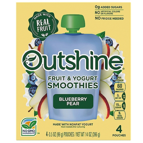 Outshine Fruit & Yogurt Blueberry Pear Smoothie Pouch, 4 Count