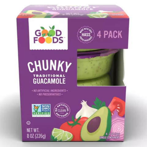 Good Foods Chunky Guacamole, 8oz, 4 Count