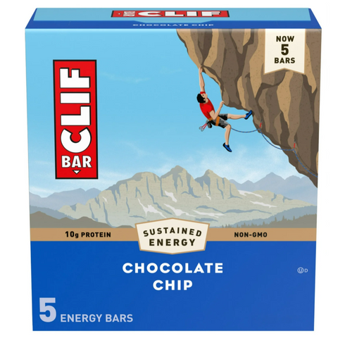 Clif Bar Energy Bars, Chocolate Chip, 10g Protein Bar, 5 Ct