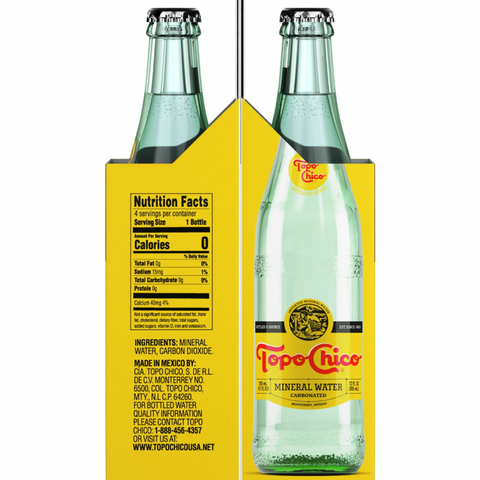 Topo Chico Sparkling Mineral Water, Glass Bottles, 12 fl oz, 4 Count