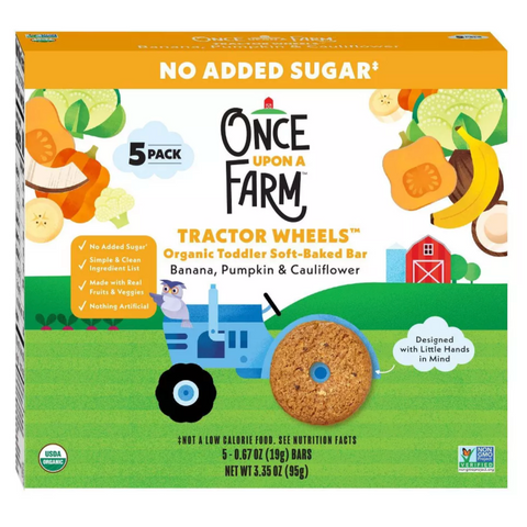 Once Upon a Farm Tractor Wheels Banana Pumpkin & Cauliflower Baby Snacks, 3.35oz