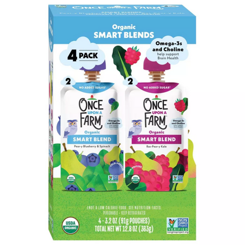 Once Upon a Farm Organic Smart Blend Kids' Snack Variety Pack, 12.8oz, 4 Count