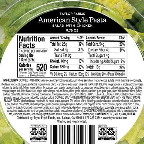 Taylor Farms American Style Pasta Salad, 9.75 oz