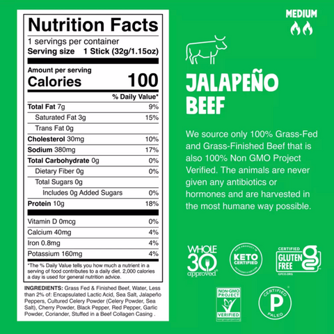 Chomps Jalapeno Beef, 9.2oz, 8 Count