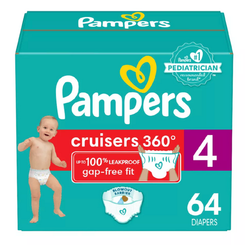 Pampers Cruisers 360 Diapers, Size 4, (64 Count)