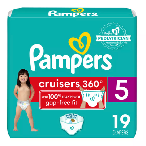 Pampers Cruisers 360 Diapers, Size 5, (19 Count)