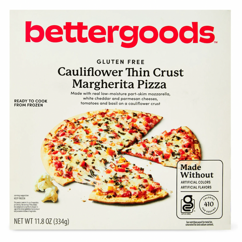 bettergoods Gluten-Free Cauliflower Thin Crust Margherita Frozen Pizza, 11.8 oz