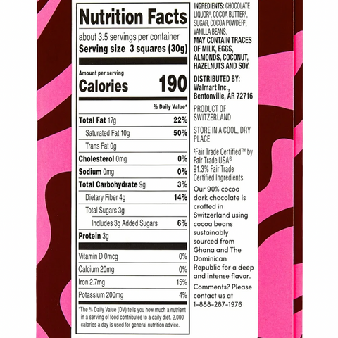 bettergoods Premium Swiss 90% Dark Chocolate Bar, 3.5 oz