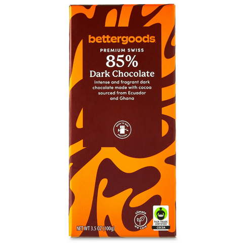 bettergoods Premium Swiss 85% Dark Chocolate Bar, 3.5 oz