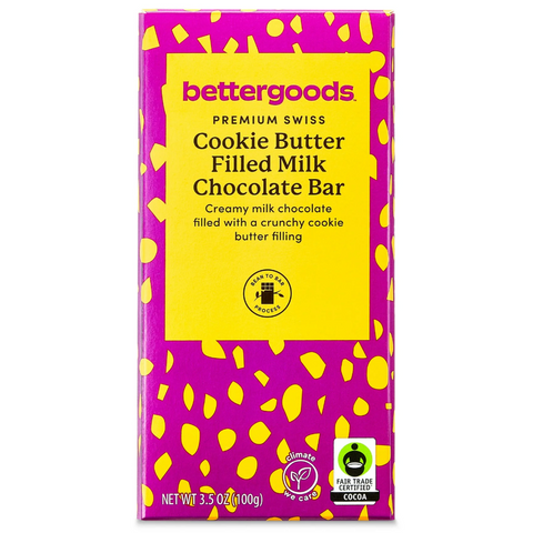 bettergoods Premium Swiss Cookie Butter Filled Milk Chocolate Bar, 3.5 oz