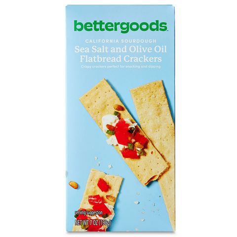 bettergoods California Sourdough Sea Salt and Olive Oil Flatbread Crackers, 7 oz