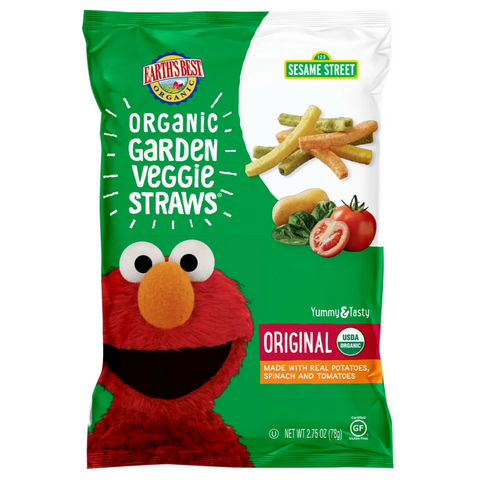 Earth's Best Organic Original Garden Veggie Straws Toddler Baby Snack, 2.75 oz