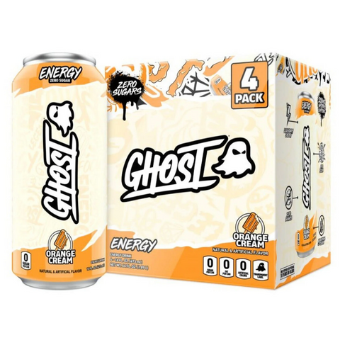 Ghost Energy Orange Cream Energy Drink, Zero Sugars, 16 fl oz, 4 Pack