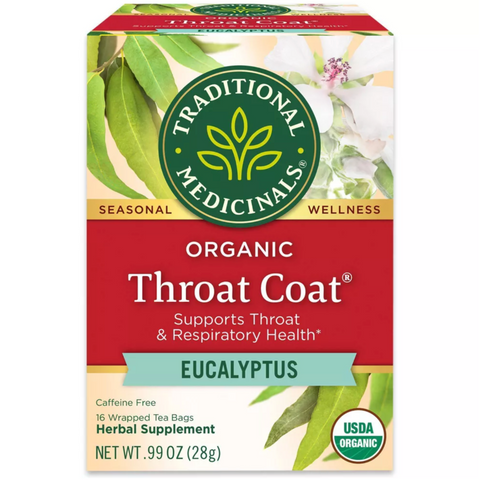 Traditional Medicinal Organic Throat Coat Eucalyptus Herbal Tea, 16 Count