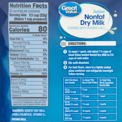 Great Value Instant Nonfat Dry Milk, 25.6 oz