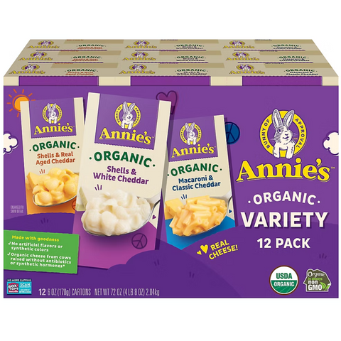 Annie's Homegrown Organic Macaroni and Cheese Variety Pack, 6 oz., 12 Count