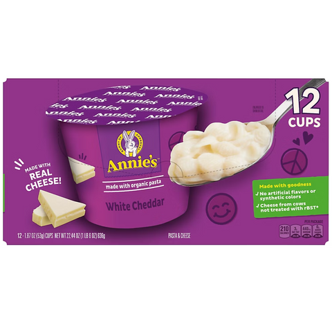 Annie's White Cheddar Microwave Mac And Cheese Cup, 2oz., 12 Count