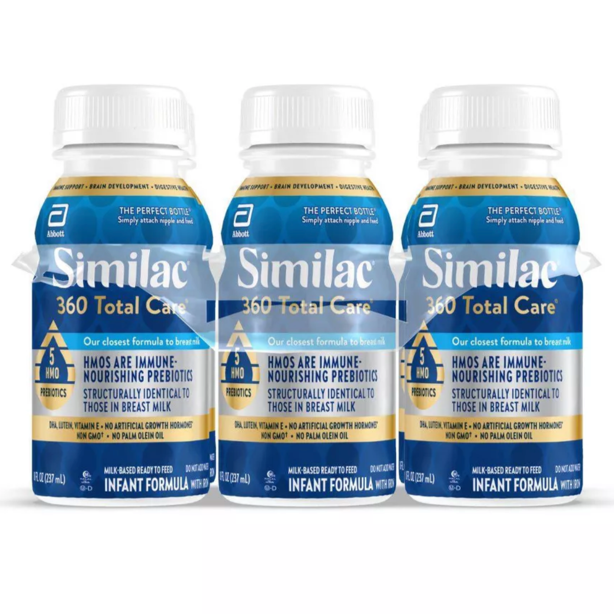 Similac 360 Total Care Non-GMO Ready to Feed Infant Formula Bottles, 8 ...