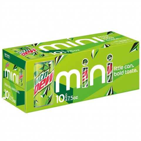 Mountain Dew Soda Mini Cans, 7.5 oz, 10 Count