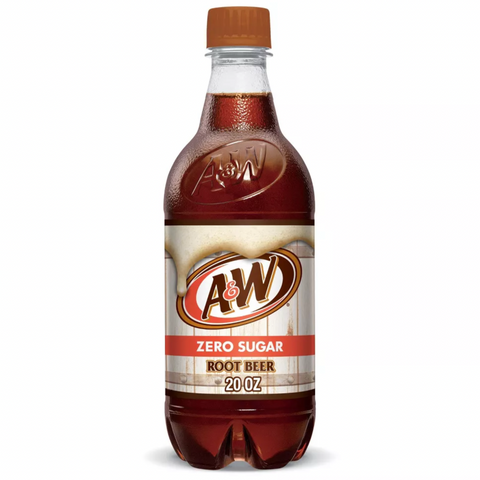 A&W Root Beer Zero Sugar Soda, 20 fl oz