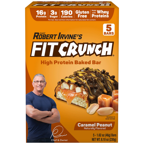 FITCRUNCH Caramel Peanut, High Protein Baked Bar, 16g Protein, 5 Count