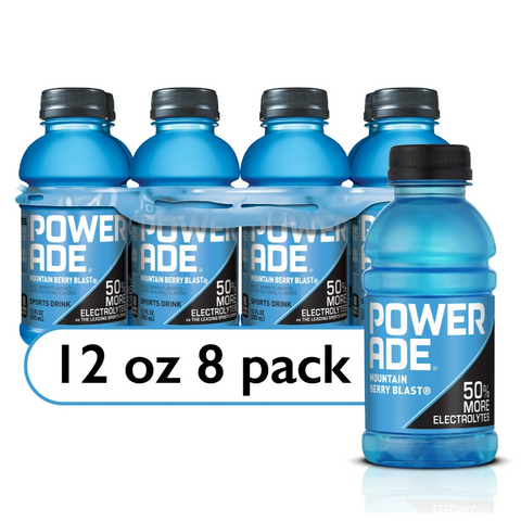 Powerade Mountain Berry Blast Bottled Electrolyte Sports Drink, 12 fl oz, 8 Count